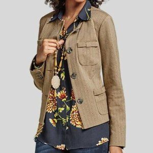 CAbi Penny Blazer Jacket Brown Herringbone Ponte M